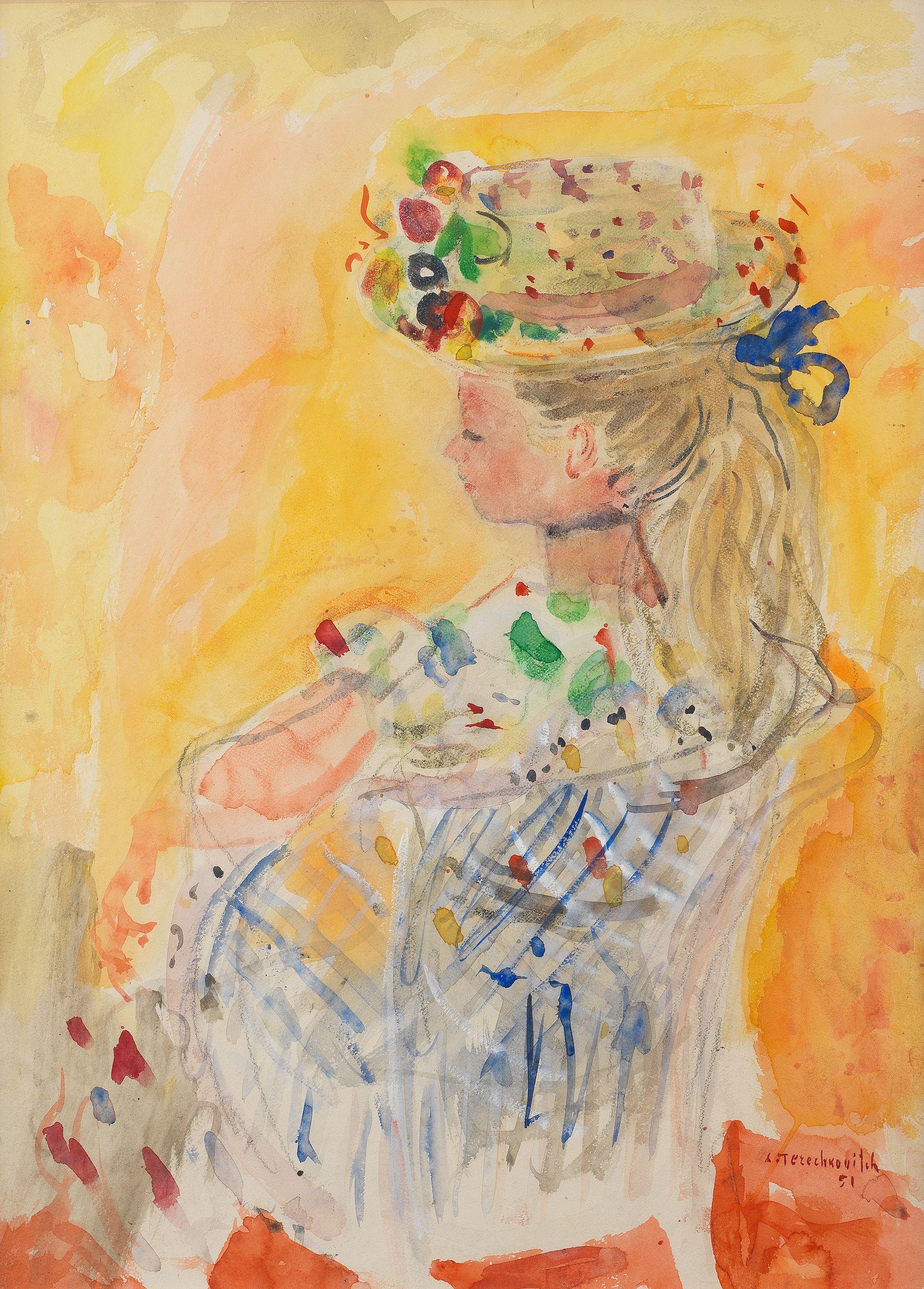 Constantin Terechkovich - Nathalie au fauteuil en osier