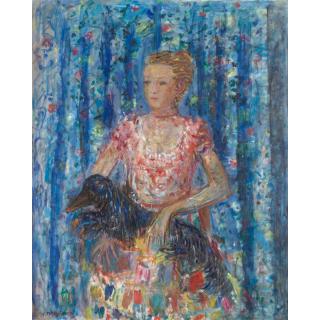 Constantin Terechkovitch - Jeune Fille Avec Un Chien Sur Les Genoux