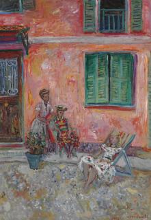 Constantin Terechkovitch - Mur rose aux volets verts, Menton