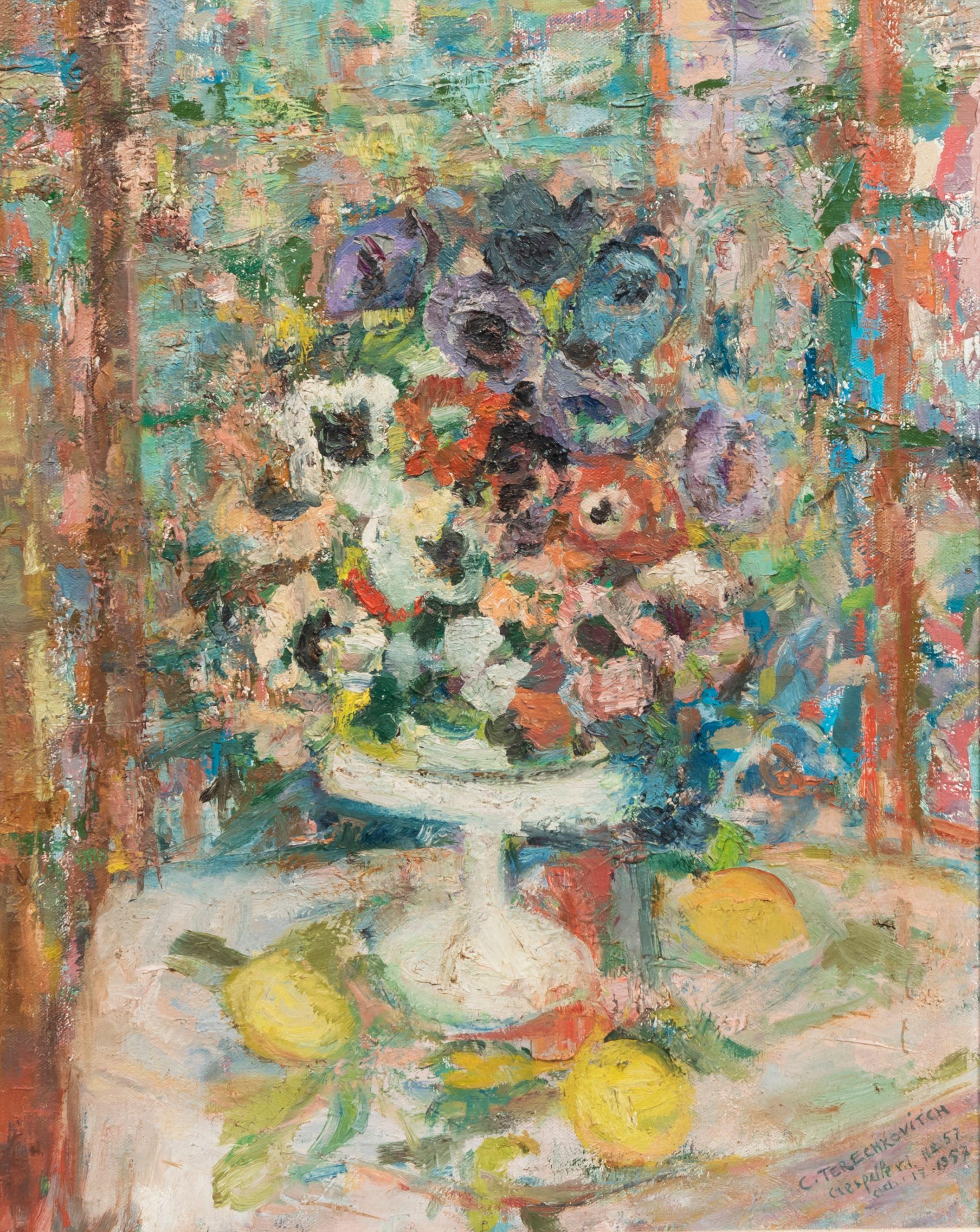 Constantin Terechkovitch - Still Life with Flowers and Lemons