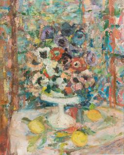 Constantin Terechkovitch - Still Life with Flowers and Lemons