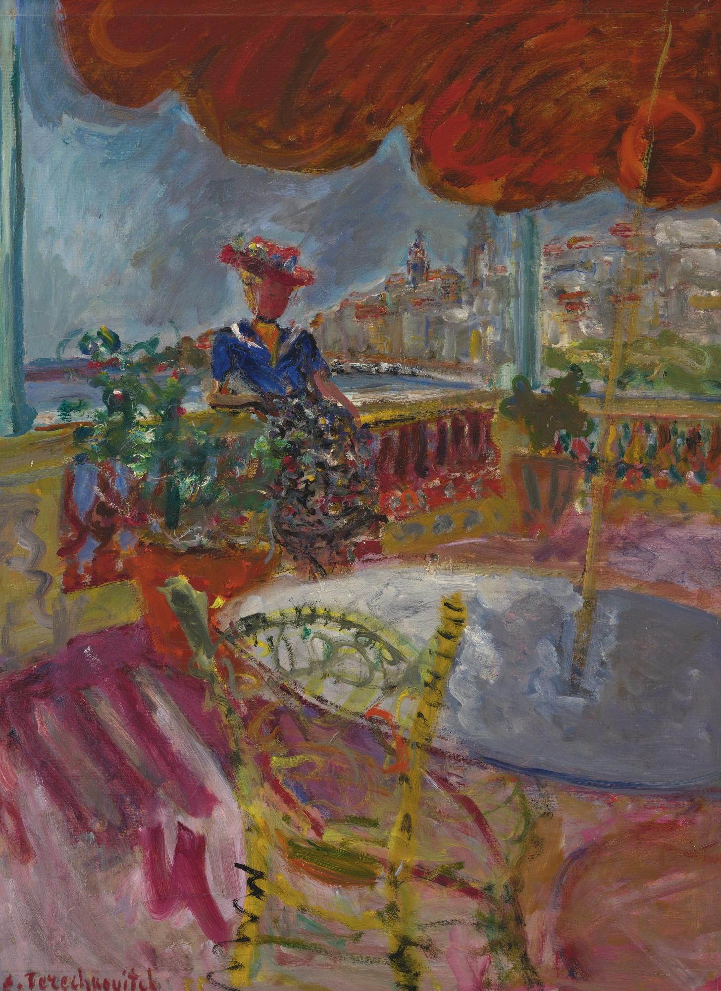 Constantin Terechkovitch - Sur La Terasse Á Saint-Tropez