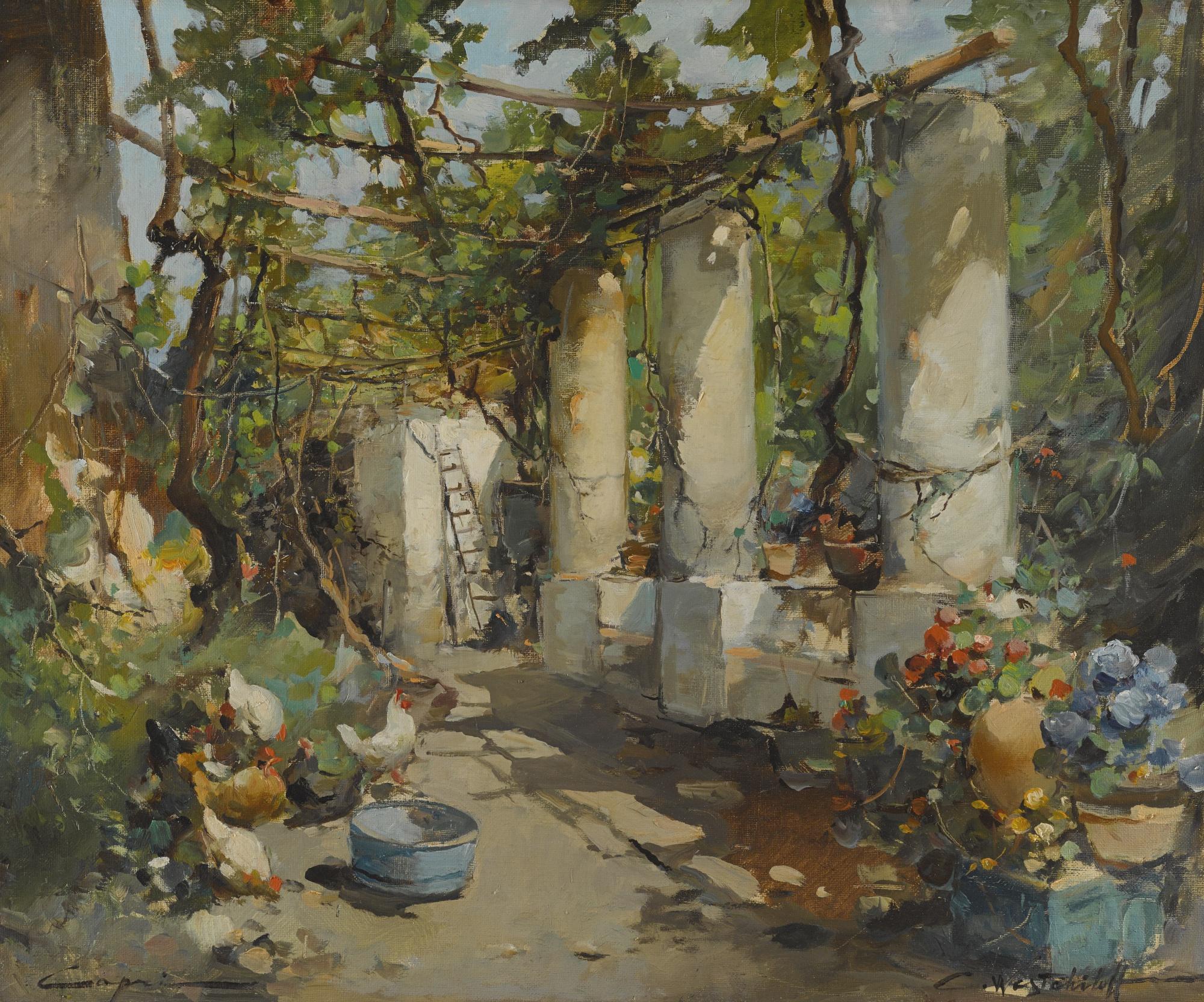 Constantin Westchiloff - Chickens On The Terrace, Capri