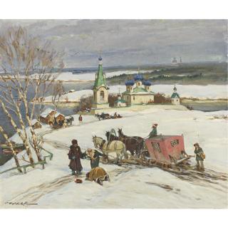 Constantin Westchiloff - Russian Village Winter Scene