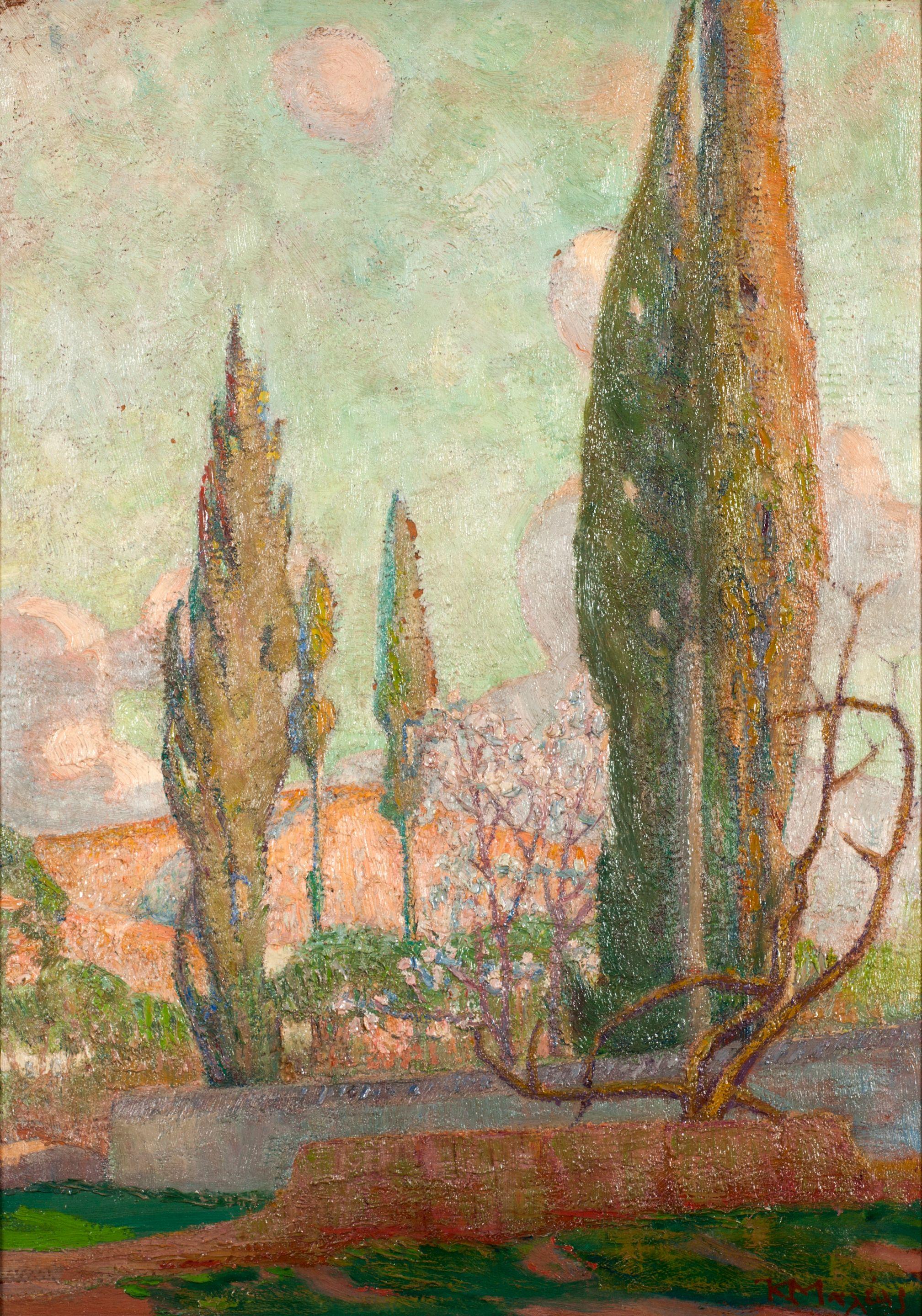 Constantinos Maleas - Landscape with cypresses