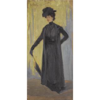 Constantinos Parthenis - Greek a Lady Of The Belle Epoque (Portrait Of The Artist  Sophia Laskaridou)