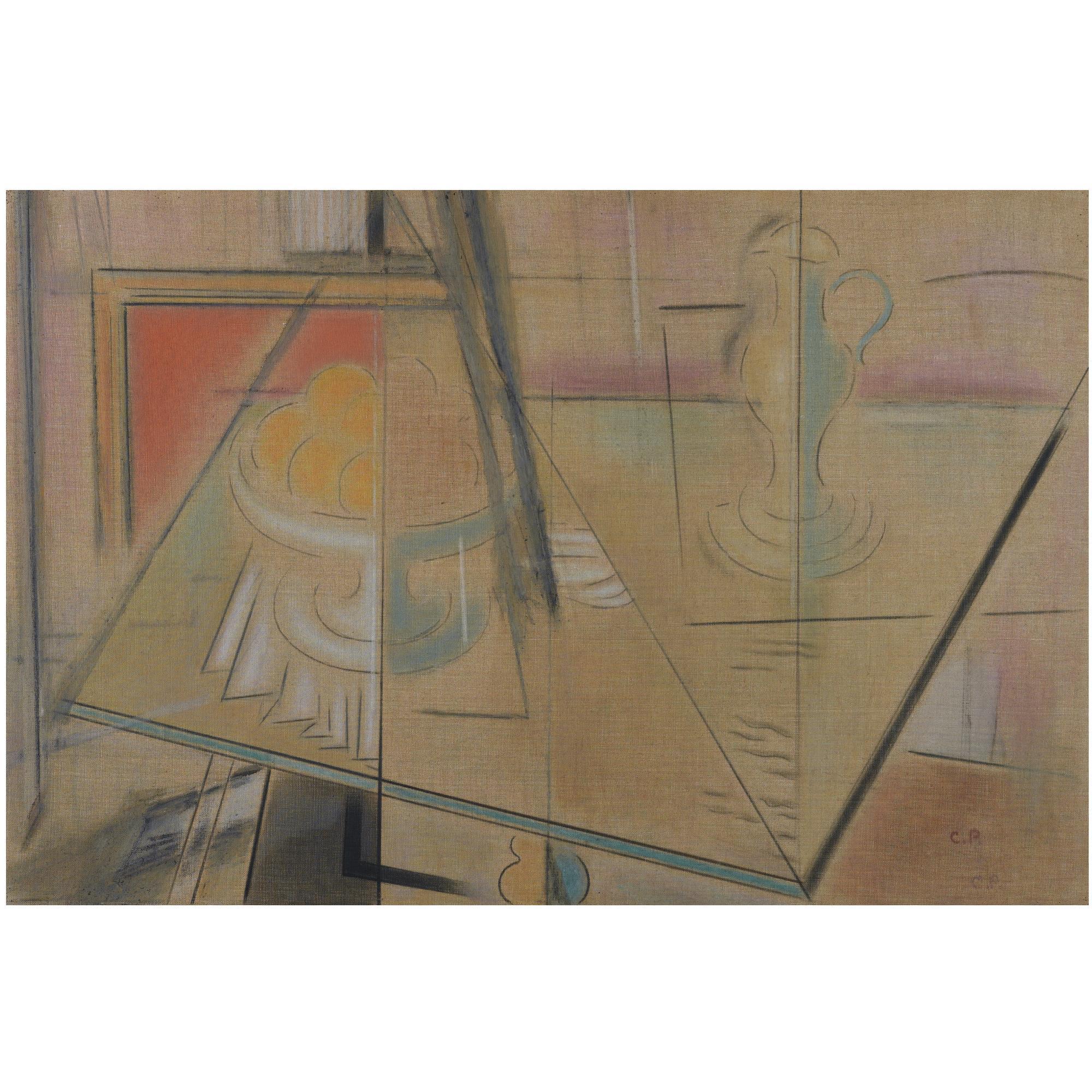 Constantinos Parthenis - Greek Still Life With Easel And Fruit