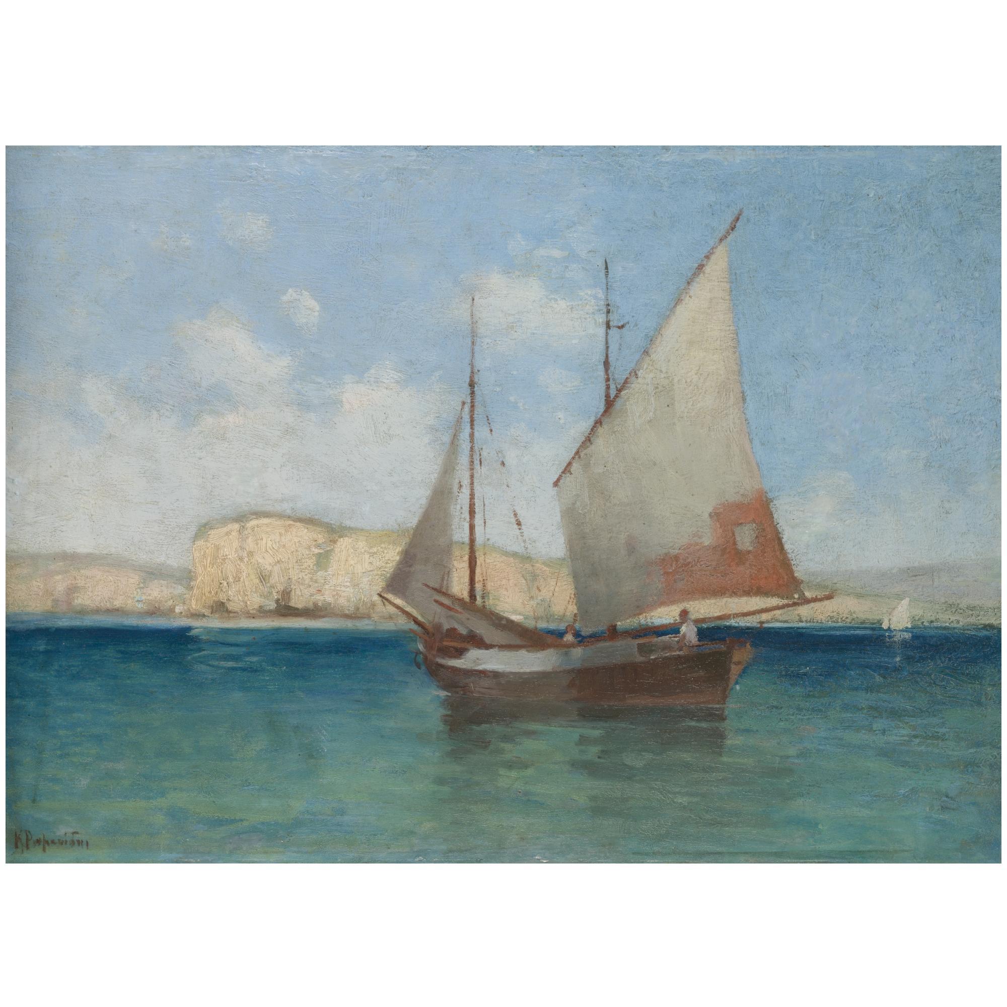 Constantinos Romanides - Greek Sailing Boat On A Calm Sea & On The Rocks; A Pair