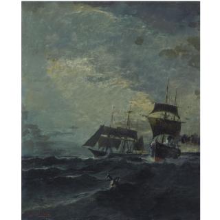 Constantinos Volanakis - Greek Boats At Sea