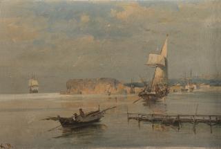 Constantinos Volanakis - Greek boats In A Port