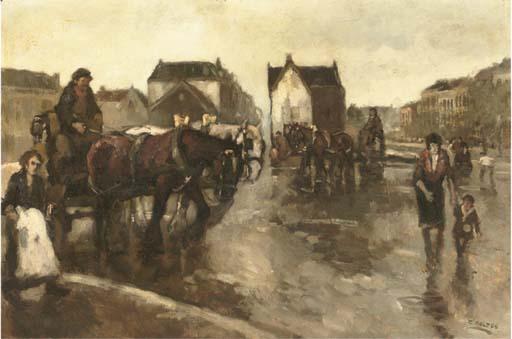 Cor Noltee - A busy day in a Dutch town