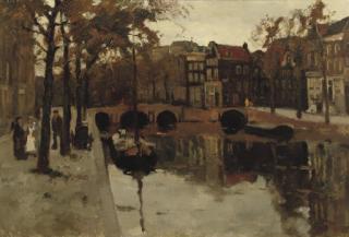 Cor Noltee - An Autumn day along a canal, Amsterdam