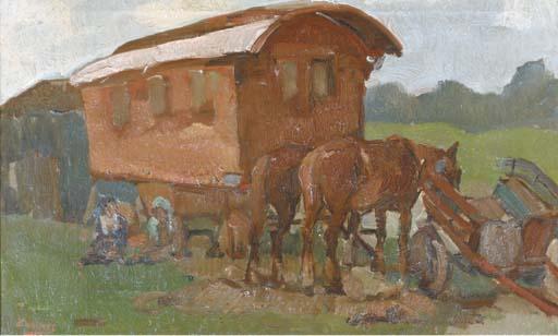 Cor Noltee - Gypsy Girls Resting By A Wagon
