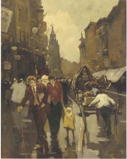 Cor Noltee - The Reguliersbreestraat with the Munt in the distance, Amsterdam