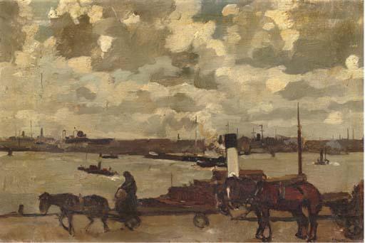 Cor Noltee - View of a harbour quay, Rotterdam