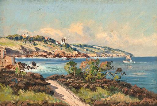 *** Corelli - A Mediterranean coastal landscape with a boat offshore