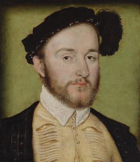 Corneille de La Haye - Portrait of Charles De La Rochefoucauld (1525-1562), Seigneur De Randan, Bust-Length, In A Slashed Doublet, Black Coat And Feathered Cap