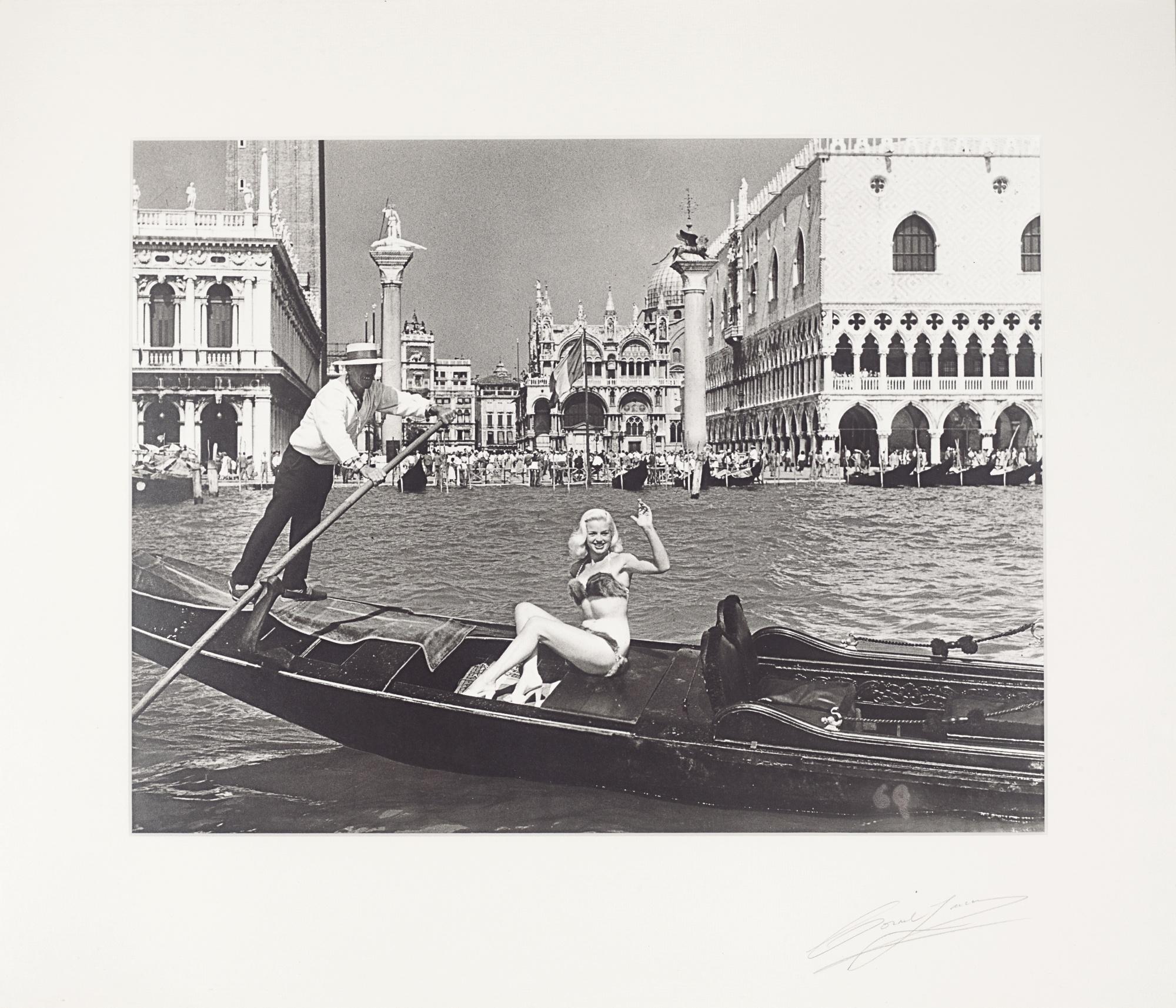 Cornel Lucas - Diana Dors In Mink Bikini, Venice, 1955 Newsreel Cameramen, 1951