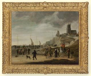 Cornelis Beelt - Fishmongers on the beach at Egmond aan Zee at low tide
