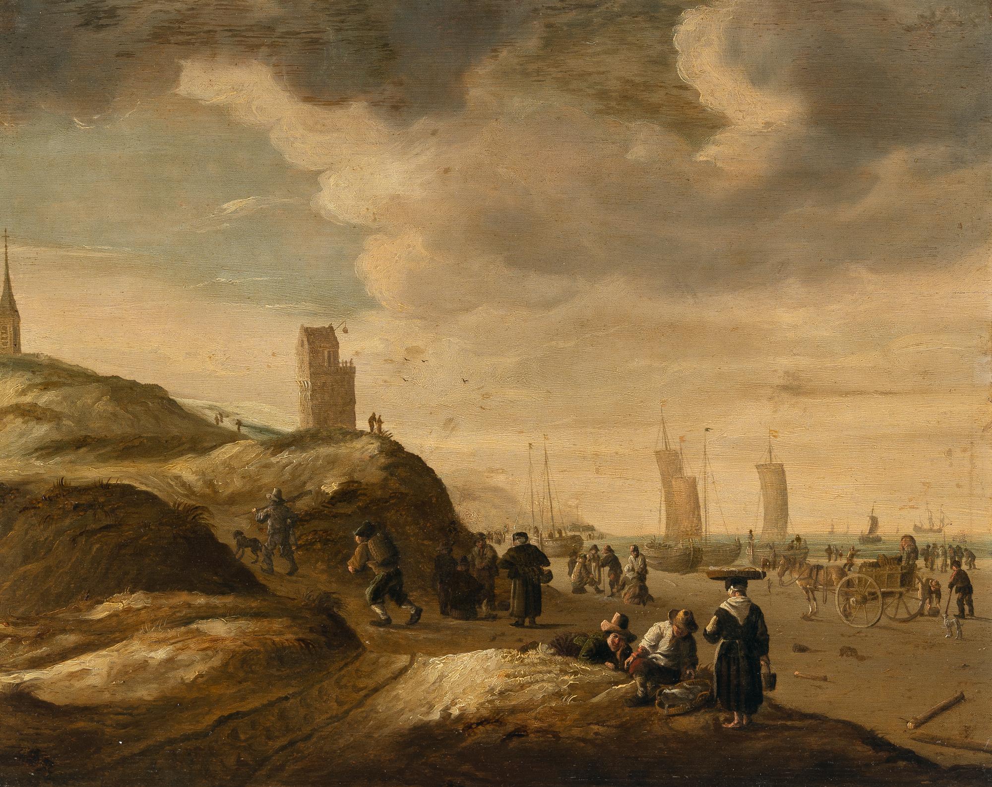 Cornelis Beelt - Strandszene bei Egmond aan Zee mit Fischersleuten