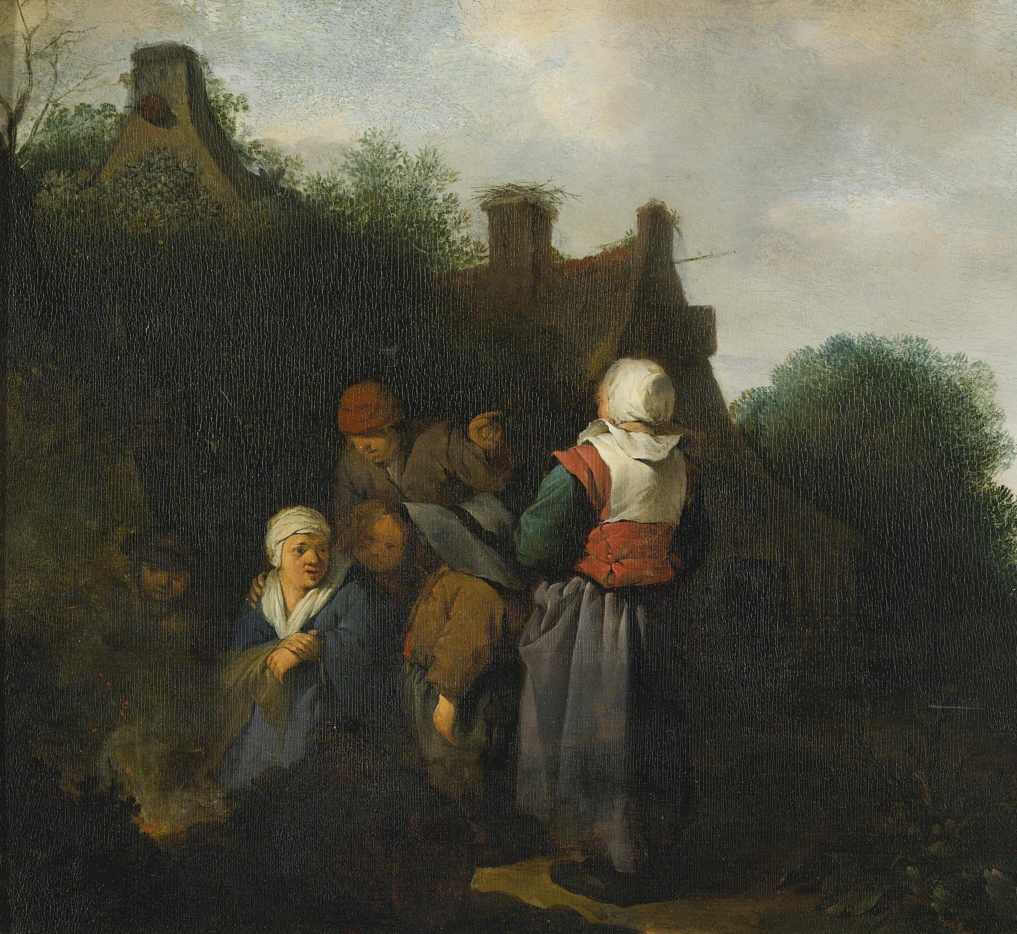 Cornelis Bega - A Peasant Family Gathered Before An Open Fire