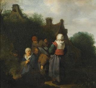 Cornelis Bega - A Peasant Family Gathered Before An Open Fire
