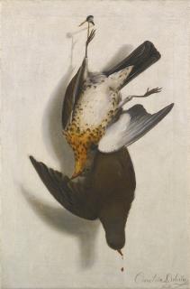 Cornelis Biltius - A Trompe L\'Œil Still Life With Two Grouse Hanging From A Nail