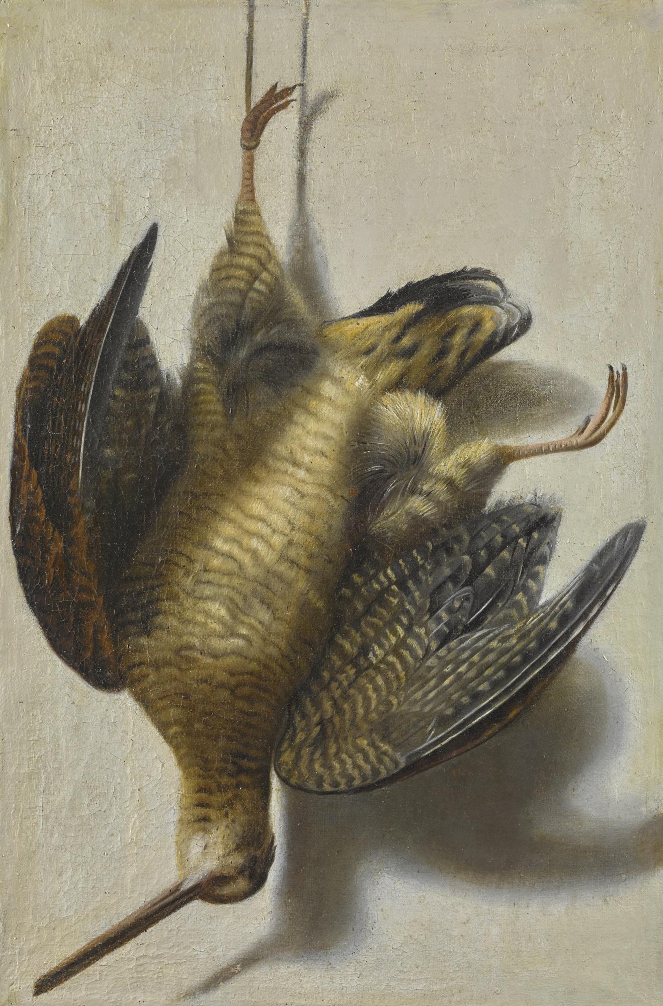 Cornelis Biltius - A Trompe L\'Oeil With A Woodcock Hanging Before A Wall