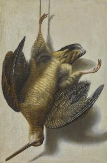 Cornelis Biltius - A Trompe L\'Oeil With A Woodcock Hanging Before A Wall