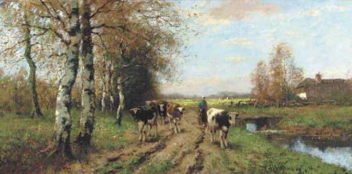 Cornelis Bouter - Leading the cattle along a track