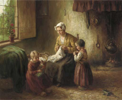 Cornelis Bouter - The sewing lesson