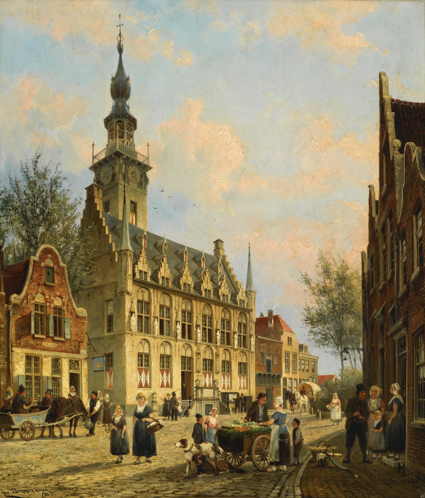 Cornelis Christiaan Dommelshuizen - Dutch The Town Hall In Veere