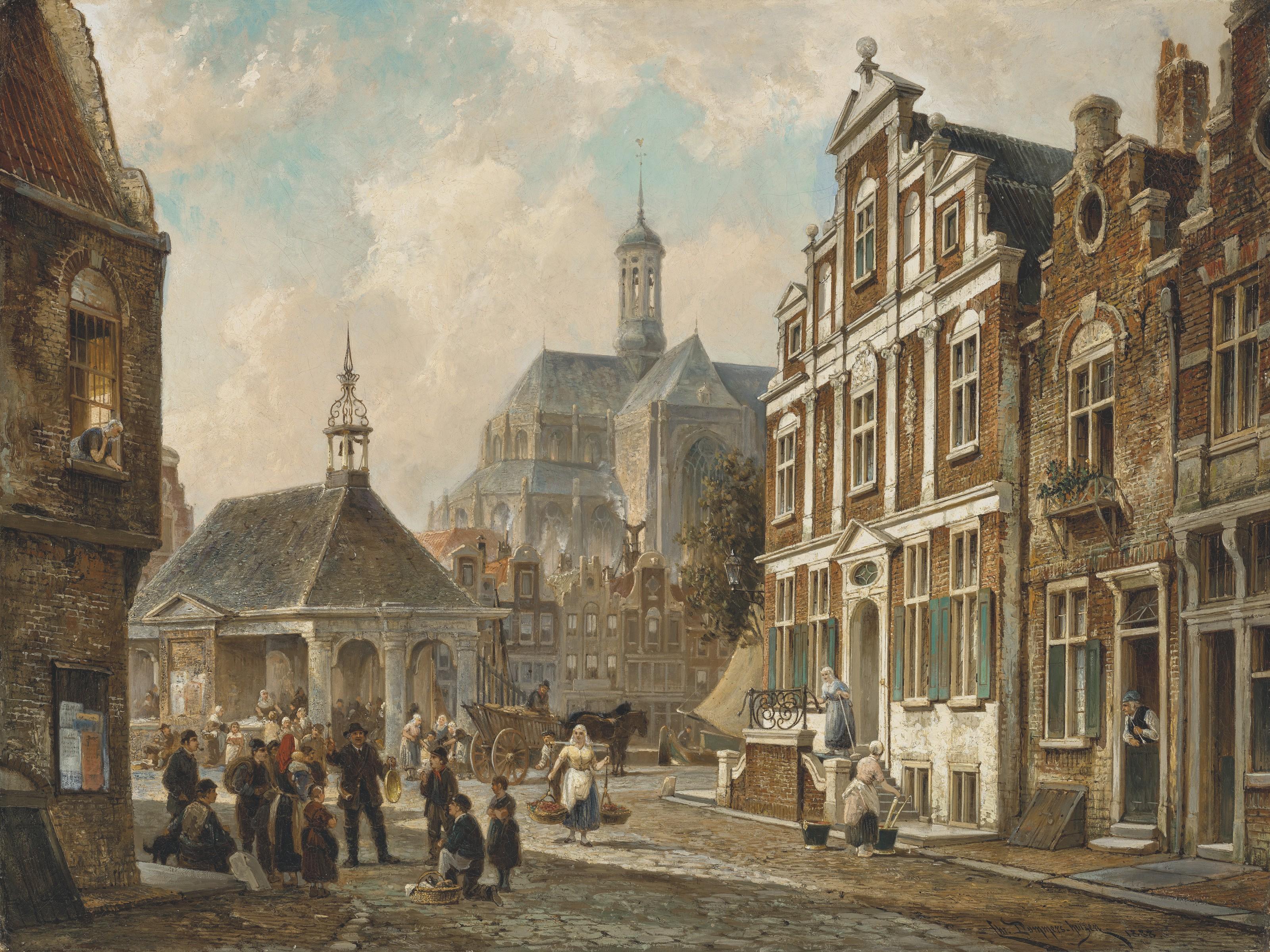 Cornelis Christiaan Dommelshuizen - The Fish market in Groningen