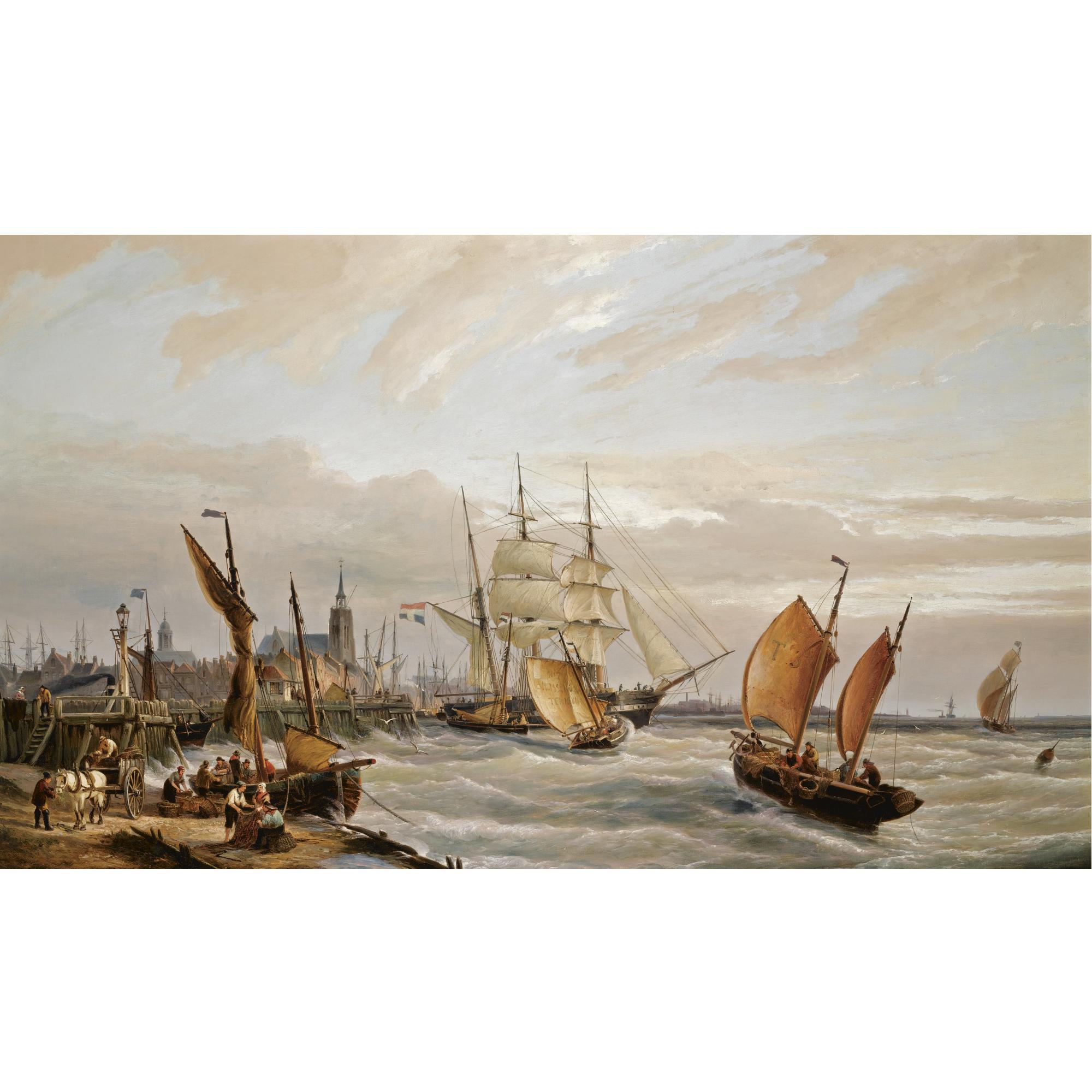 Cornelis Christiaan Dommersen - Dutch The Harbour Of Terneuzen