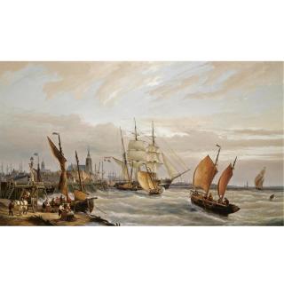 Cornelis Christiaan Dommersen - Dutch The Harbour Of Terneuzen