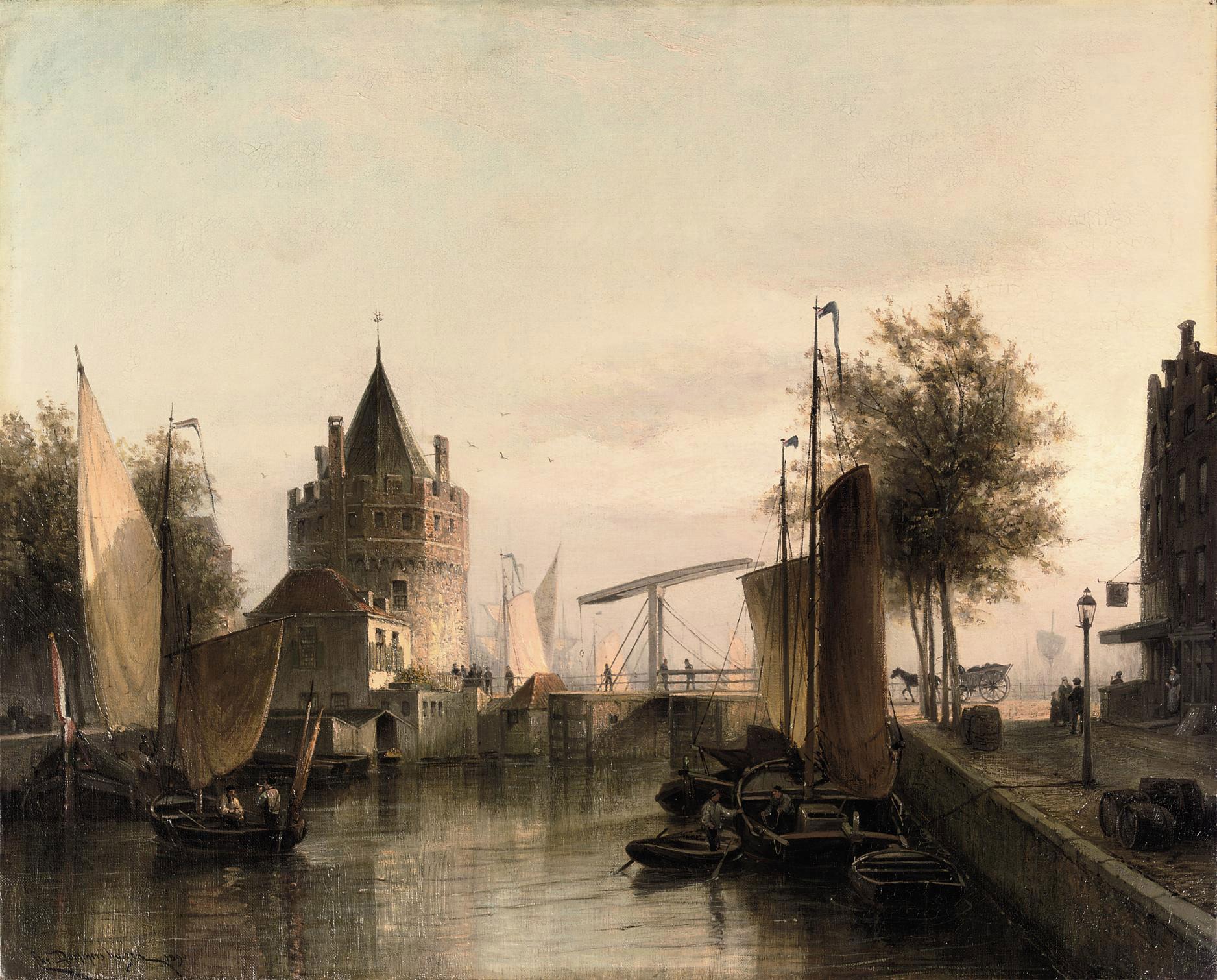 Cornelis Christiaan Dommersen - View of Amsterdam, with the Schreierstoren