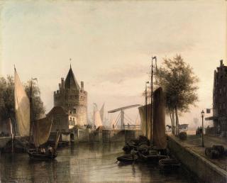 Cornelis Christiaan Dommersen - View of Amsterdam, with the Schreierstoren