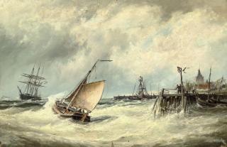 Cornelis Christiaan Dommershuizen - Rough weather on the Zuider Zee before Elburg, Holland