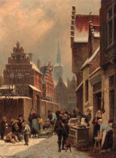 Cornelis Christiaan Dommershuizen - Un coin du Marché à Turnhout