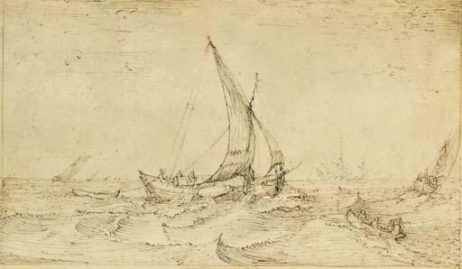 Cornelis Claesz. Van Wieringen - Fishing boats in a rough sea