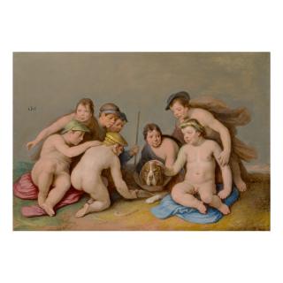 Cornelis Cornelisz. Van Haarlem - Numerous Children And A Dog In A Landscape