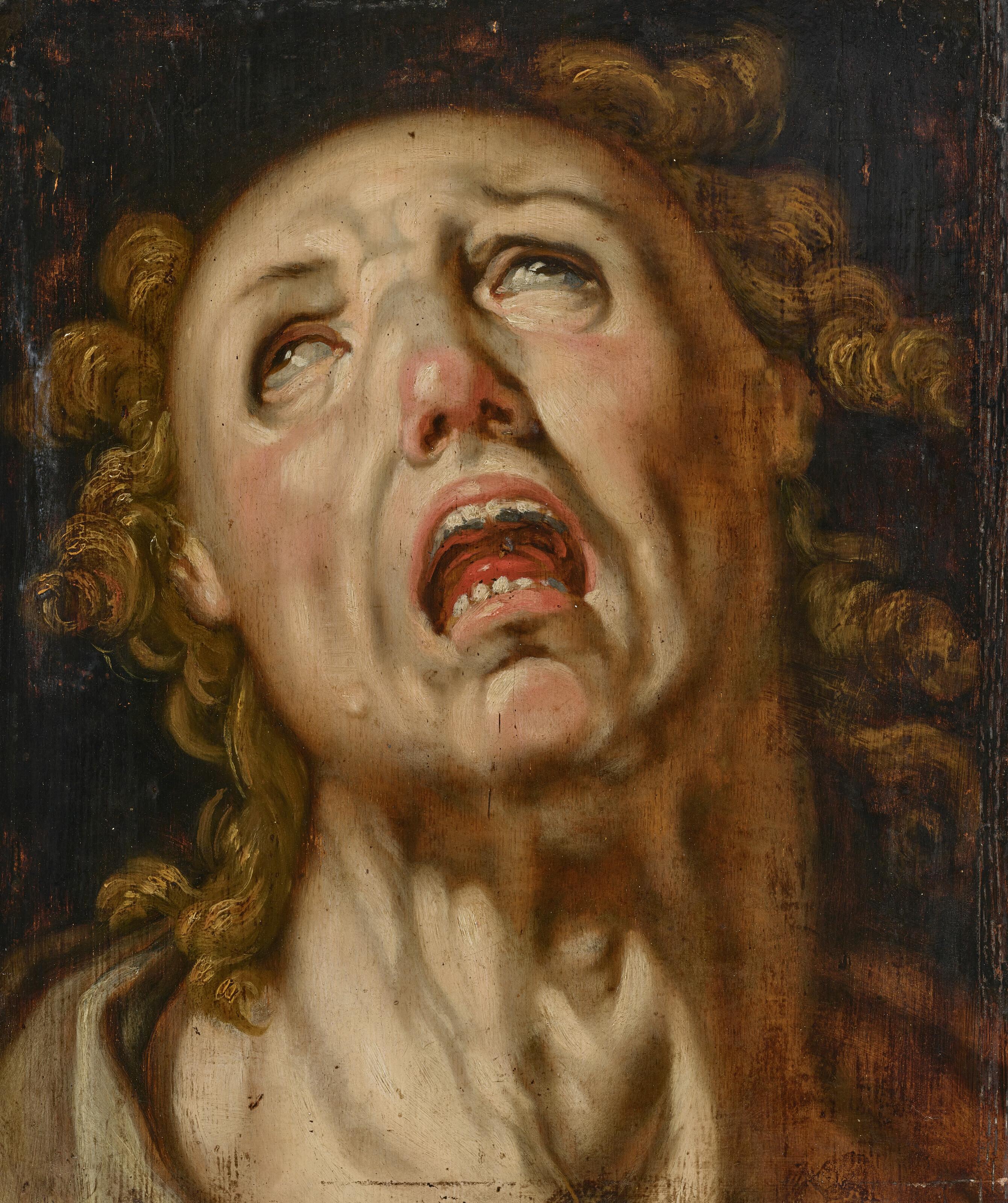 Cornelis Cornelisz. van Haarlem - Study of the head of a screaming man
