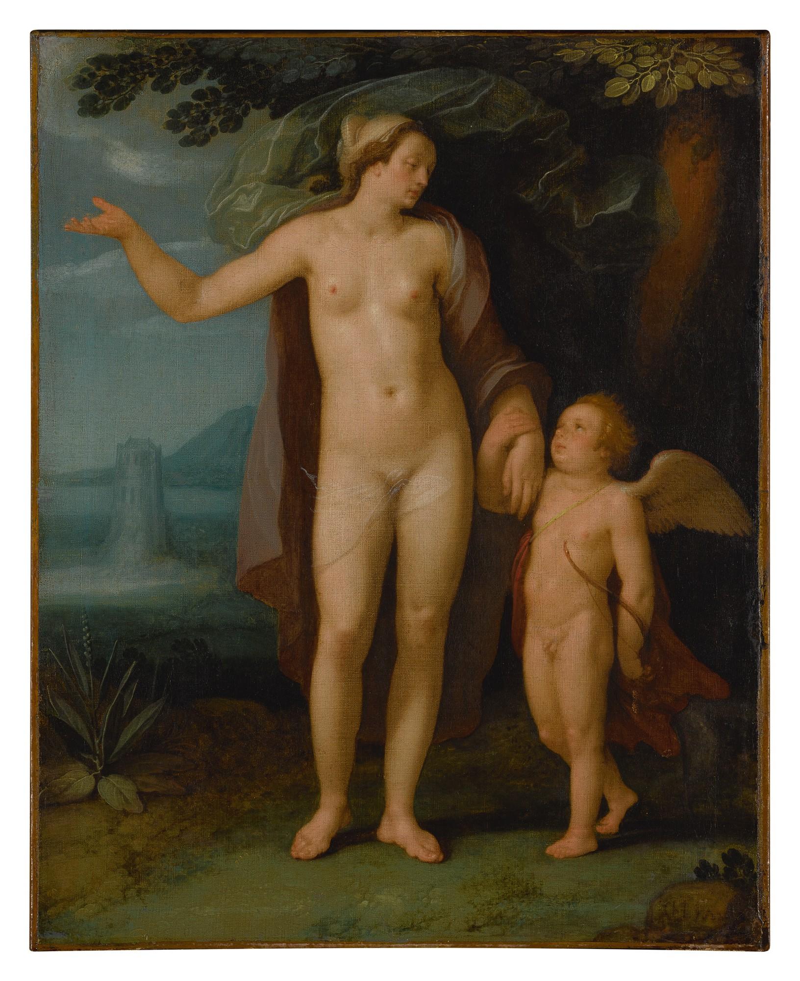 Cornelis Cornelisz. Van Haarlem - Venus and Cupid in a landscape