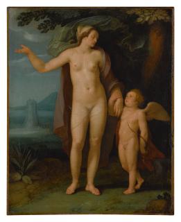 Cornelis Cornelisz. Van Haarlem - Venus and Cupid in a landscape