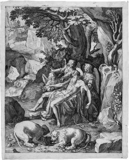 Cornelis Cort - Der heilige Hieronymus, von drei Engeln gestützt.