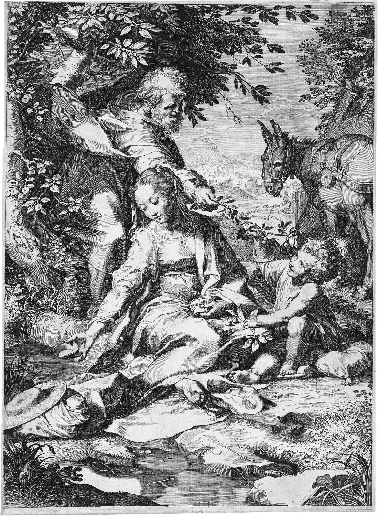 Cornelis Cort - Die Ruhe auf der Flucht.