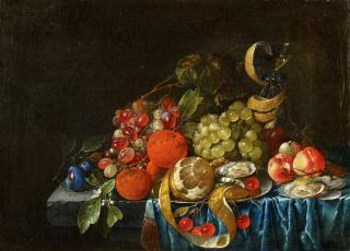 Cornelis de Heem - Früchtestillleben mit Austern und Weinglas