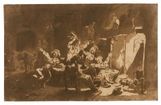 Cornelis Dusart - A Merry Company Celebrating Fasnacht Around A Fireplace