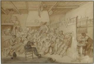 Cornelis Dusart - A tavern with peasants drinking
