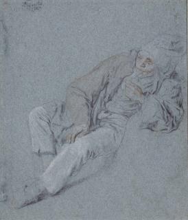 Cornelis Dusart - A young man lounging, smoking a pipe